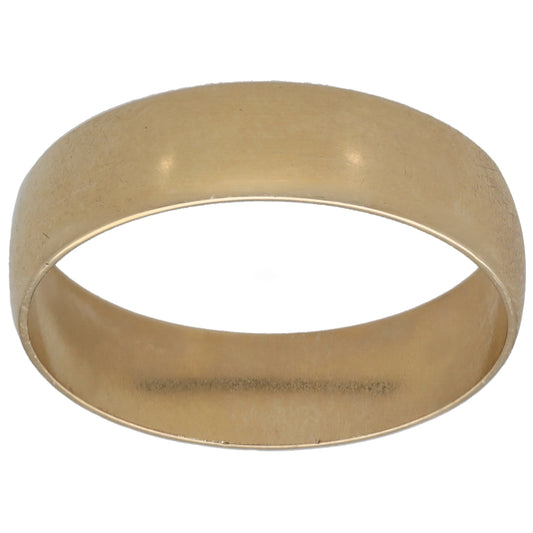 9ct gold plain wedding ring, smooth band with polished finish
