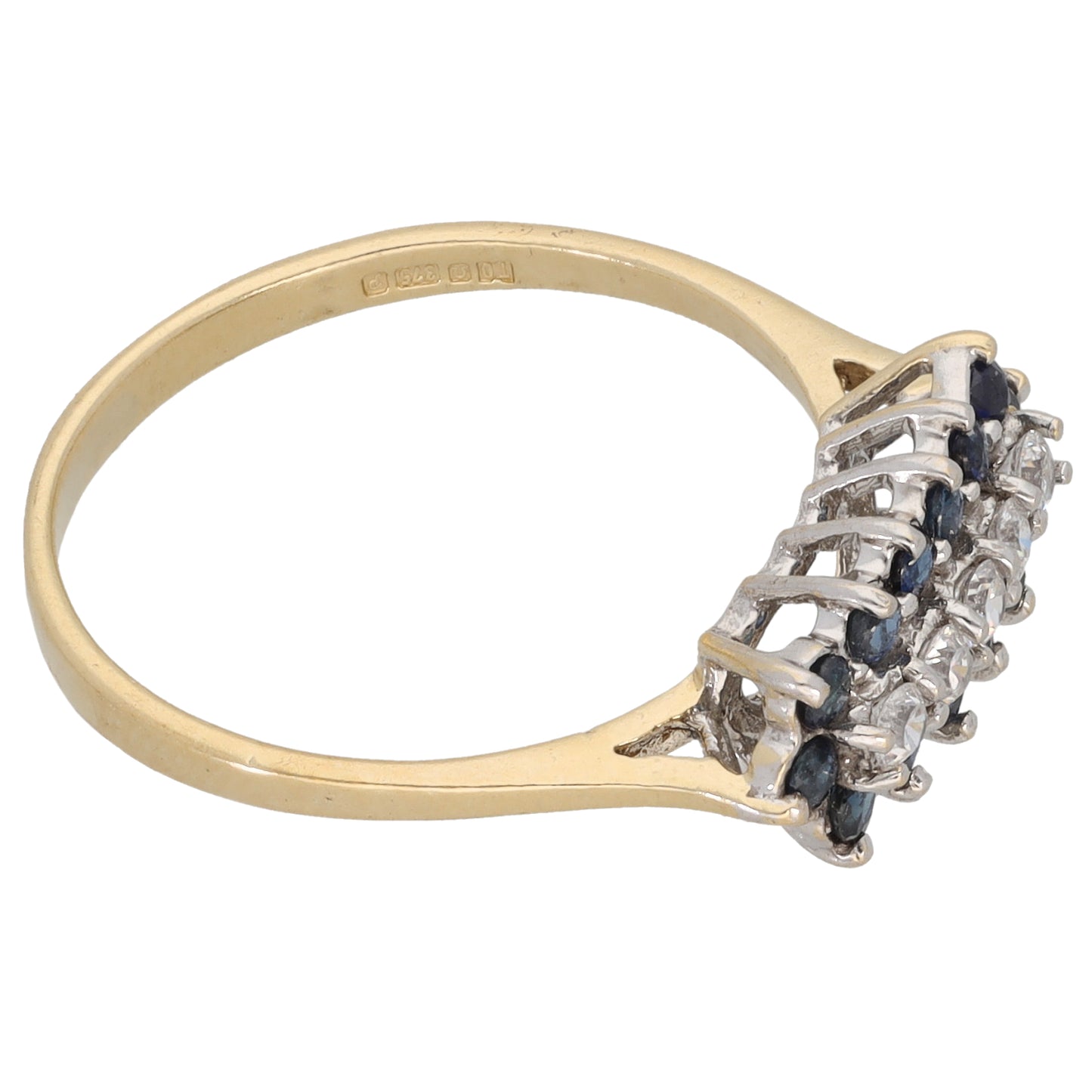9ct Gold Sapphire & Cubic Zirconia Dress/Cocktail Ring Size O