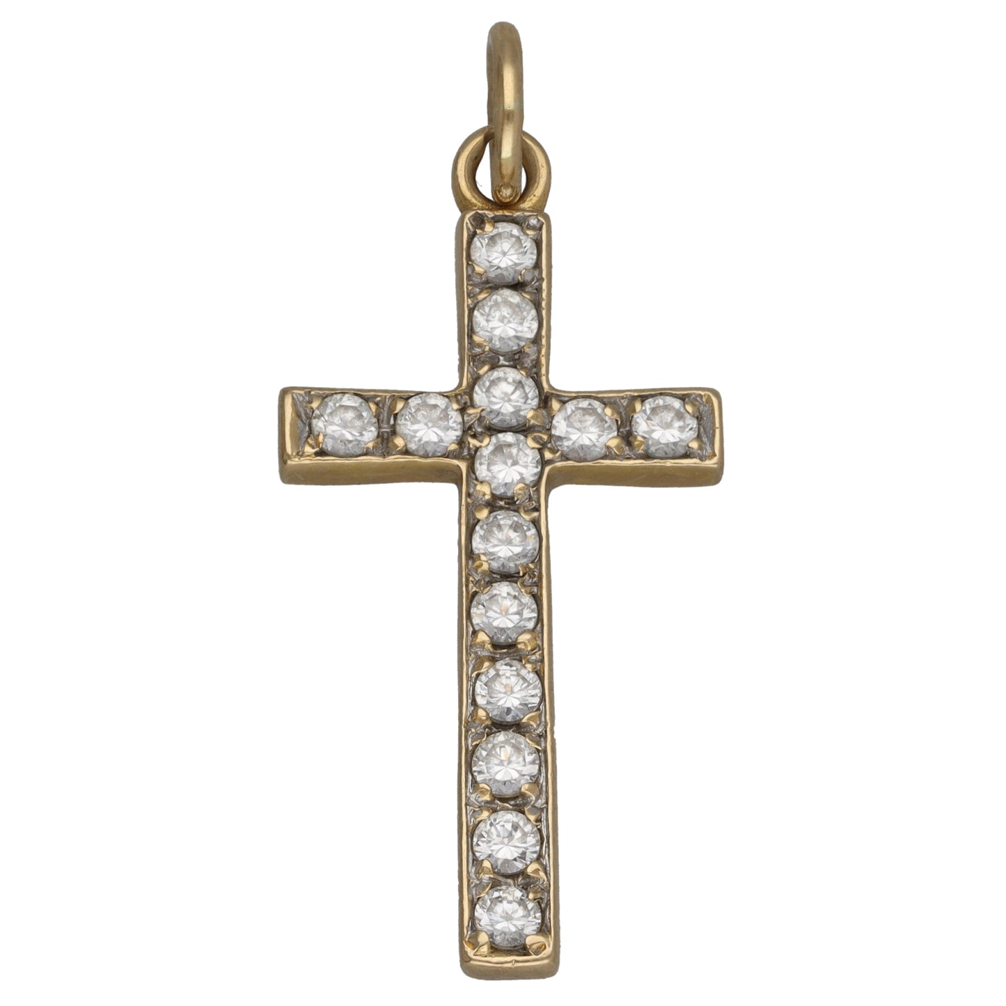 9ct Gold Cubic Zirconia Cross Pendant With Chain