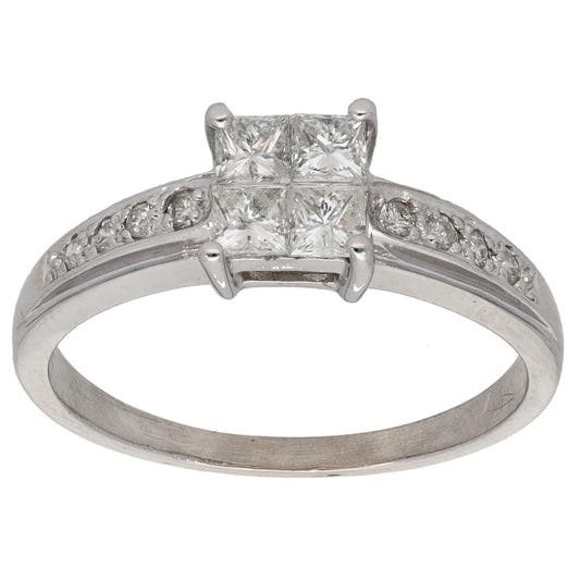 18ct White Gold 0.68ct Diamond Dress/Cocktail Ring Size R