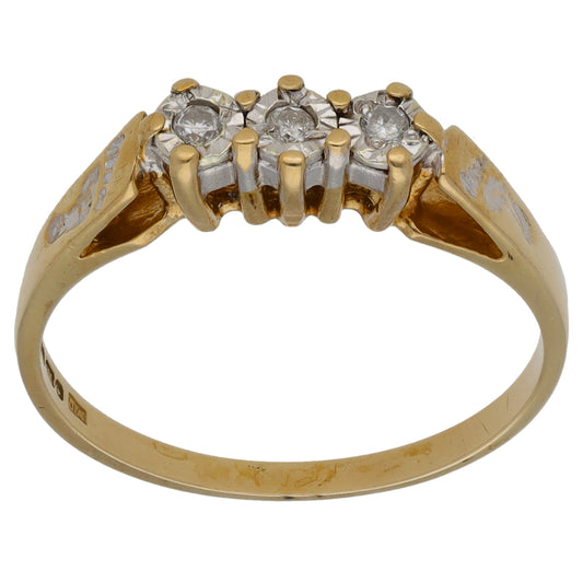 9ct Gold 0.09ct Diamond Trilogy Ring Size M