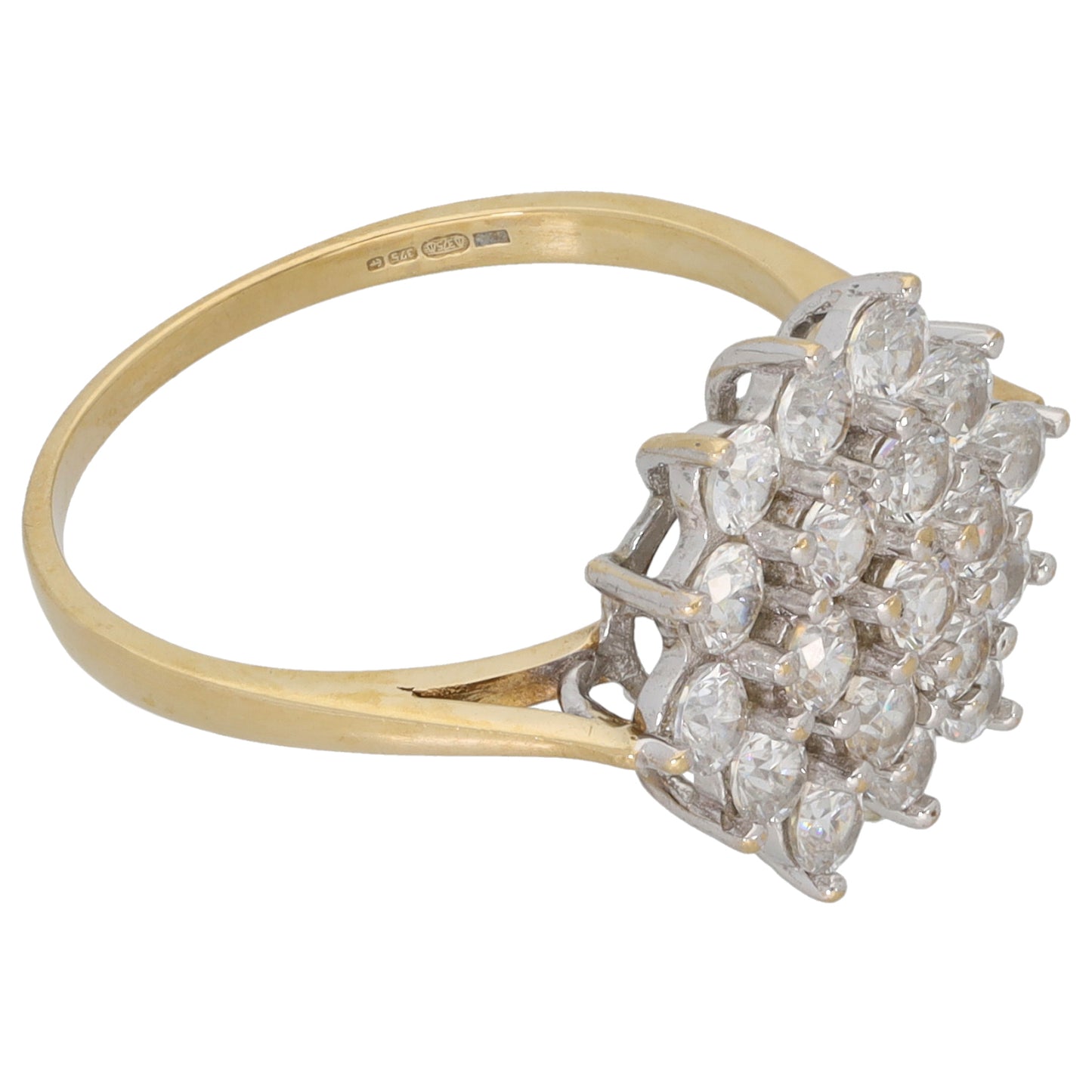 9ct Gold Cubic Zirconia Cluster Ring Size O