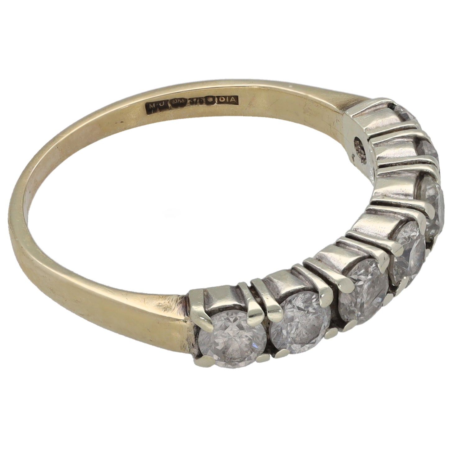 9ct Gold 1.00ct Diamond Half Eternity Ring Size O