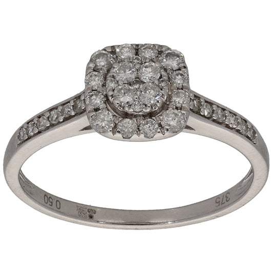 9ct White Gold 0.50ct Diamond Dress/Cocktail Ring Size Q