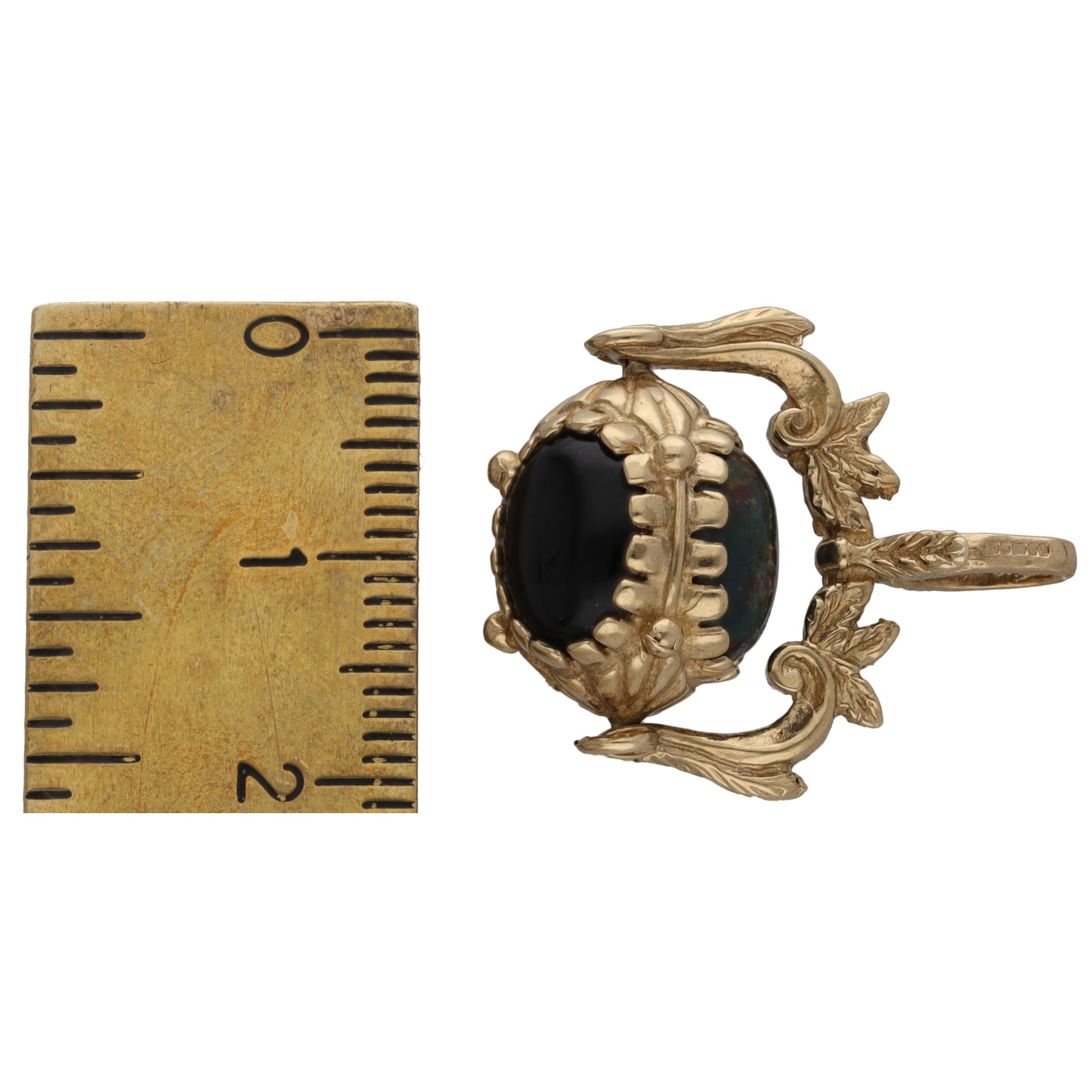 9ct Gold Bloodstone, Carnelian & Onyx Fob Pendant