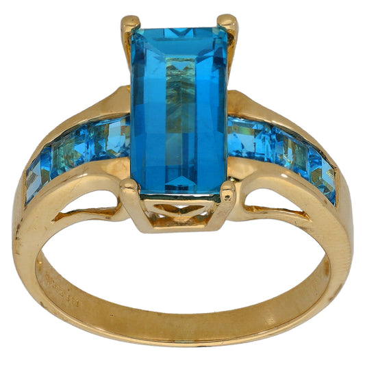 9ct Gold Topaz Single Stone Ring With Accents Size Q