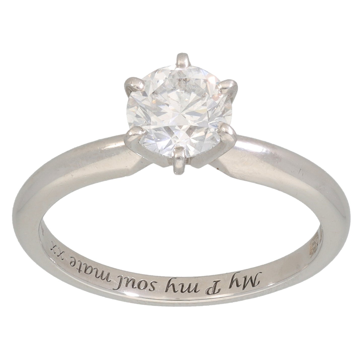 Platinum 0.96ct Diamond Solitaire Ring Size M