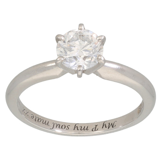 Platinum 0.96ct Diamond Solitaire Ring Size M