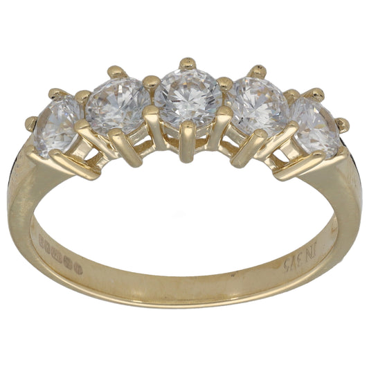 9ct Gold Cubic Zirconia Half Eternity Ring Size Q