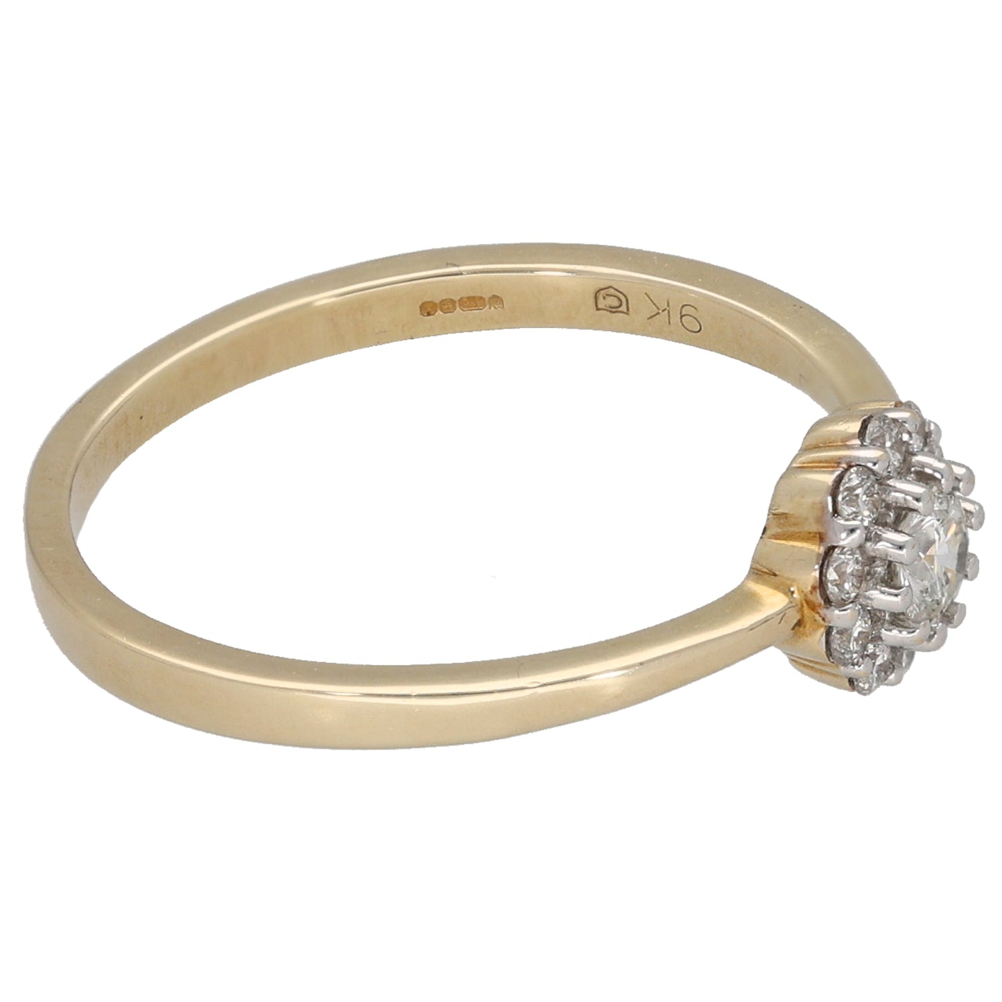 9ct Gold 0.25ct Diamond Cluster Ring Size N