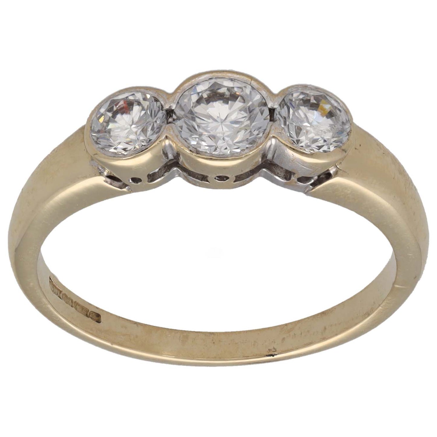9ct Gold Cubic Zirconia Trilogy Ring Size Q