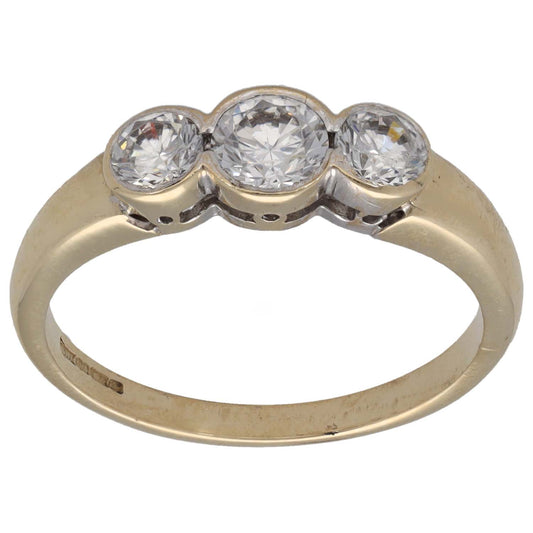 9ct Gold Cubic Zirconia Trilogy Ring Size Q