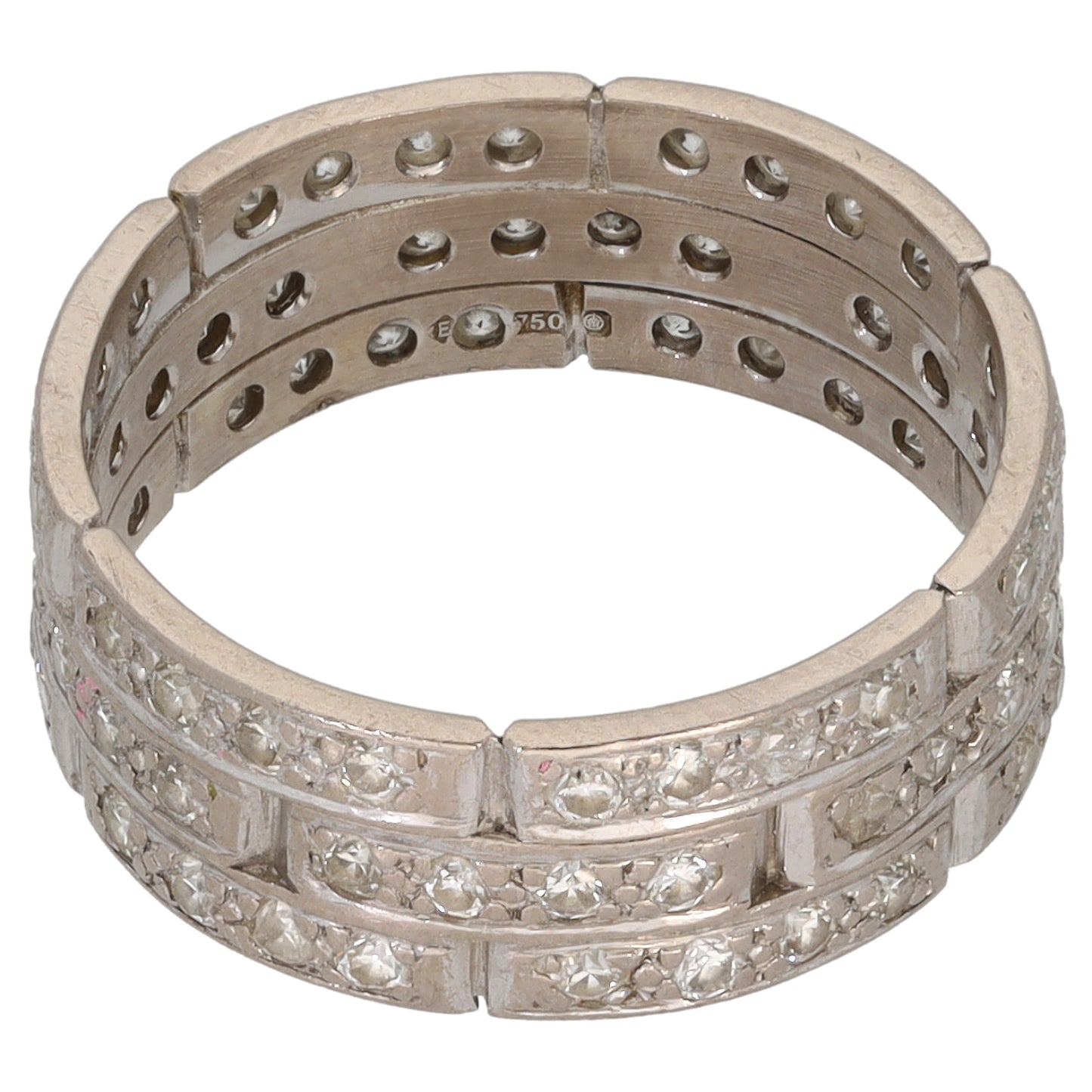 18ct White Gold 0.72ct Diamond Patterned Wedding Ring Size L