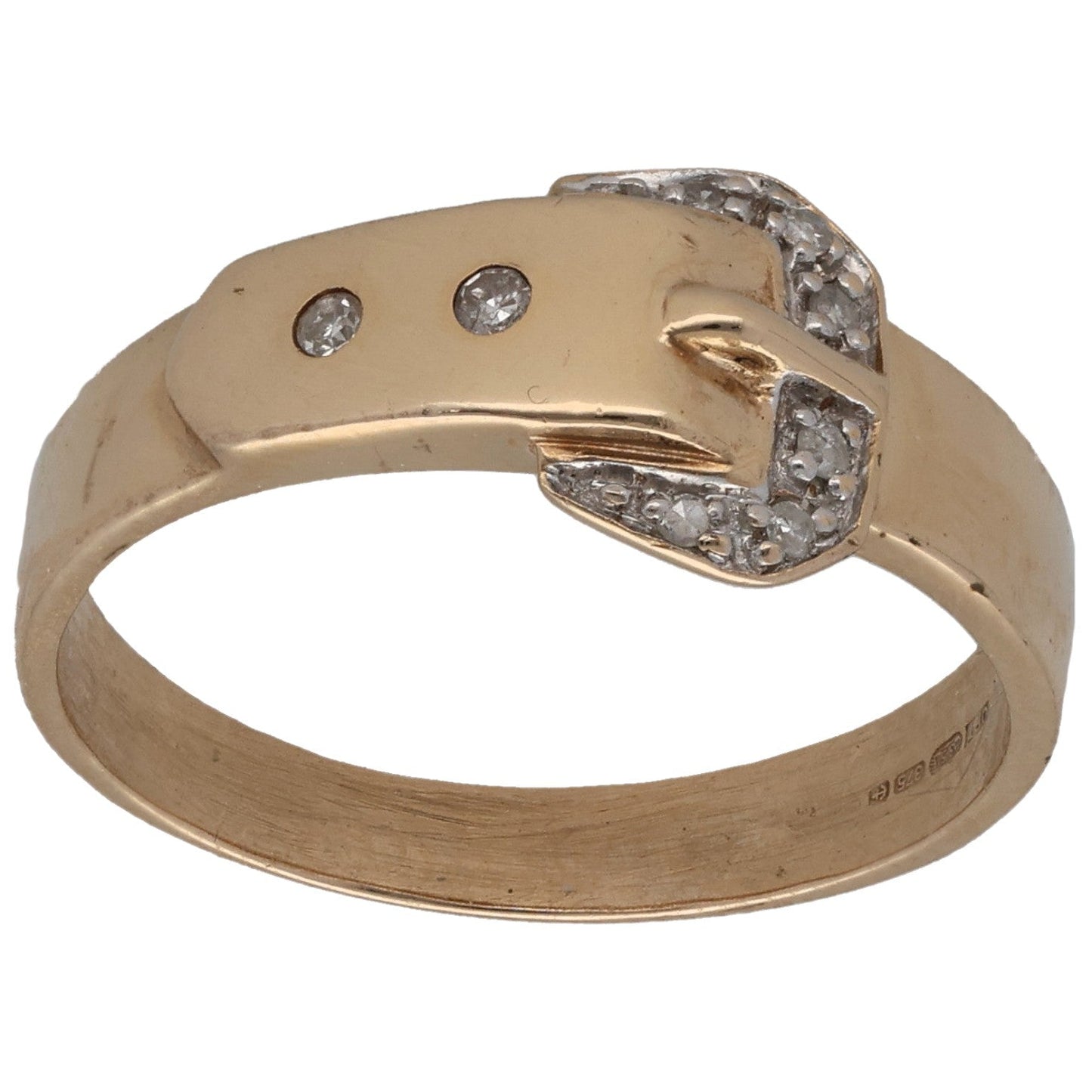 9ct Gold 0.64ct Diamond Buckle Ring Size M