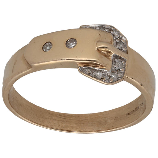 9ct Gold 0.64ct Diamond Buckle Ring Size M