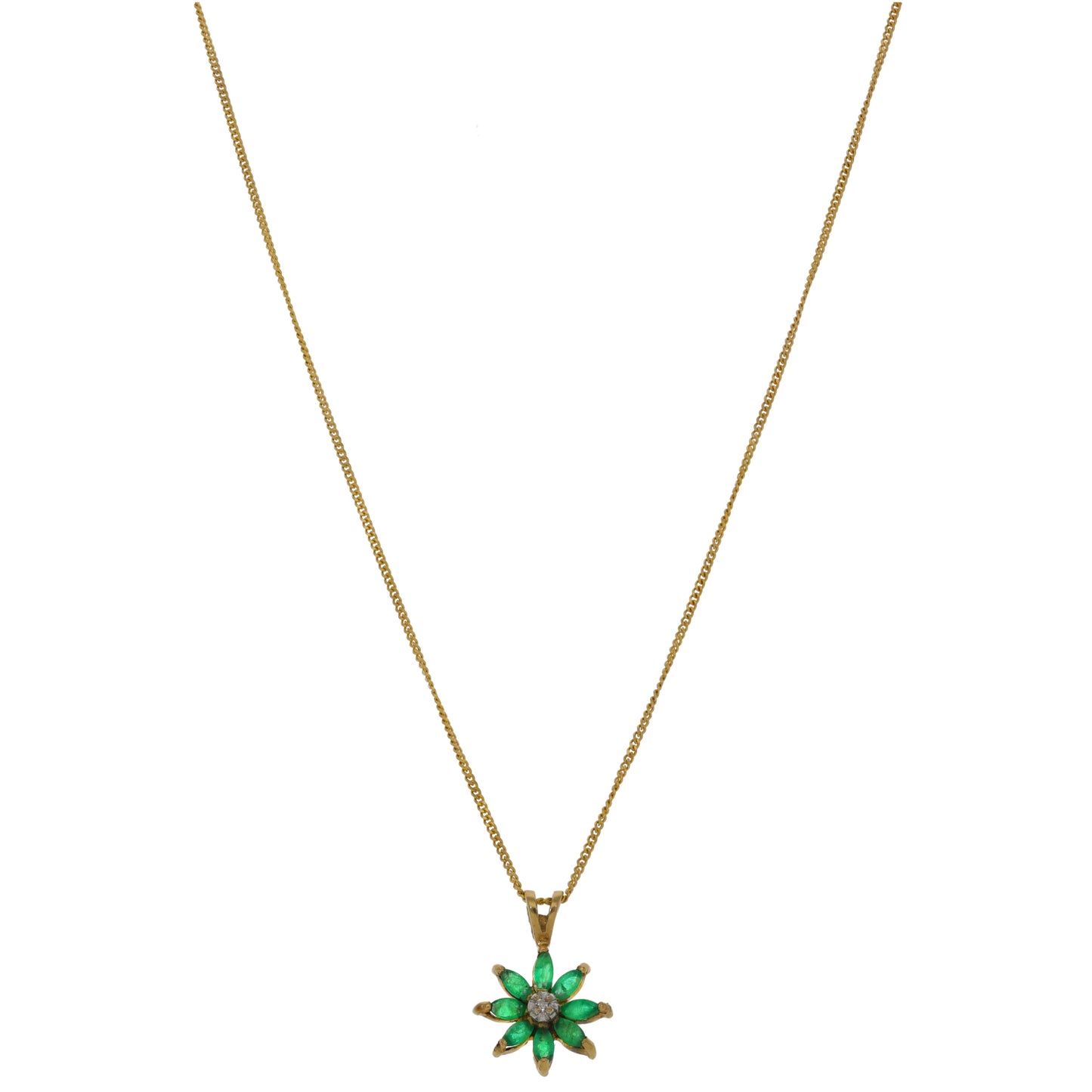 9ct Gold Emerald & 0.09ct Diamond Dress/Cocktail Pendant