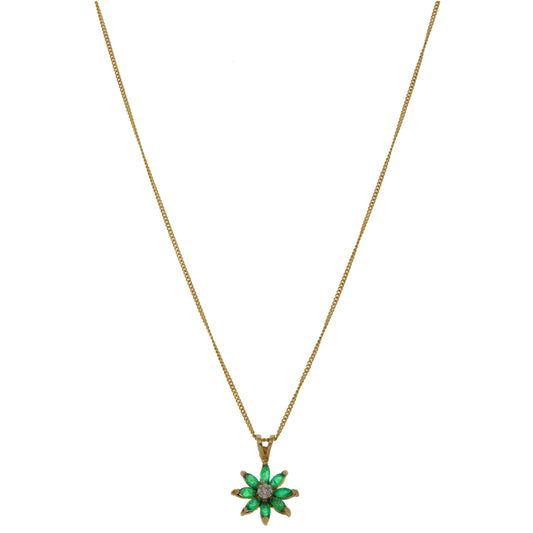 9ct Gold Emerald & 0.09ct Diamond Dress/Cocktail Pendant