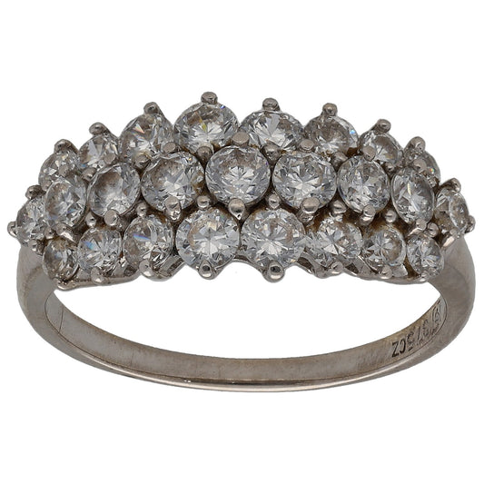 9ct White Gold Cubic Zirconia Cluster Ring Size N