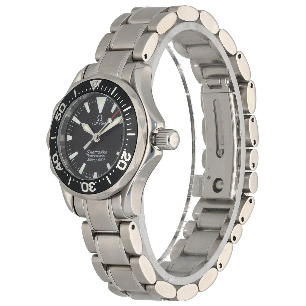 Omega Seamaster 2284.50.00, black dial, stainless steel case, angled front image