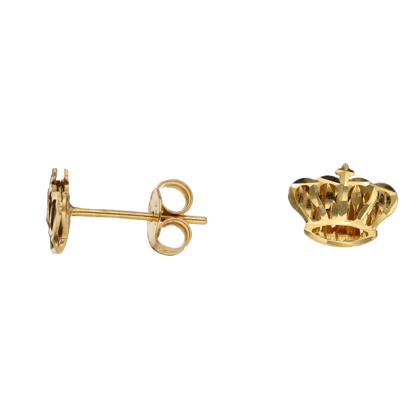 18ct Gold Crown Stud Earrings