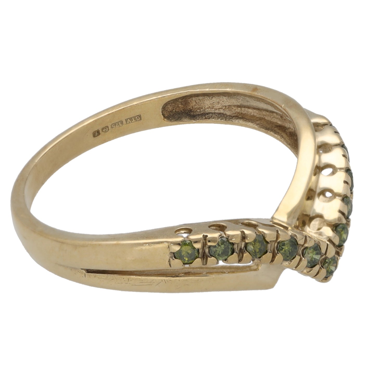 9ct Gold 0.11ct Diamond Wishbone Ring Size N