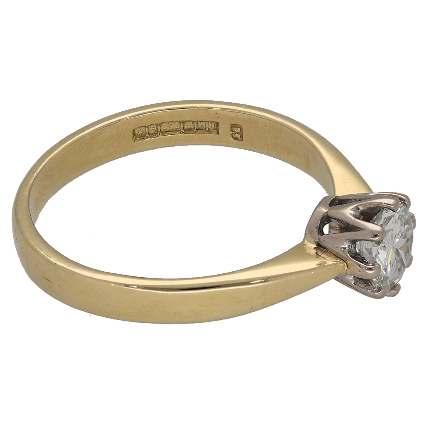 18ct Gold 0.45ct Diamond Solitaire Ring Size K