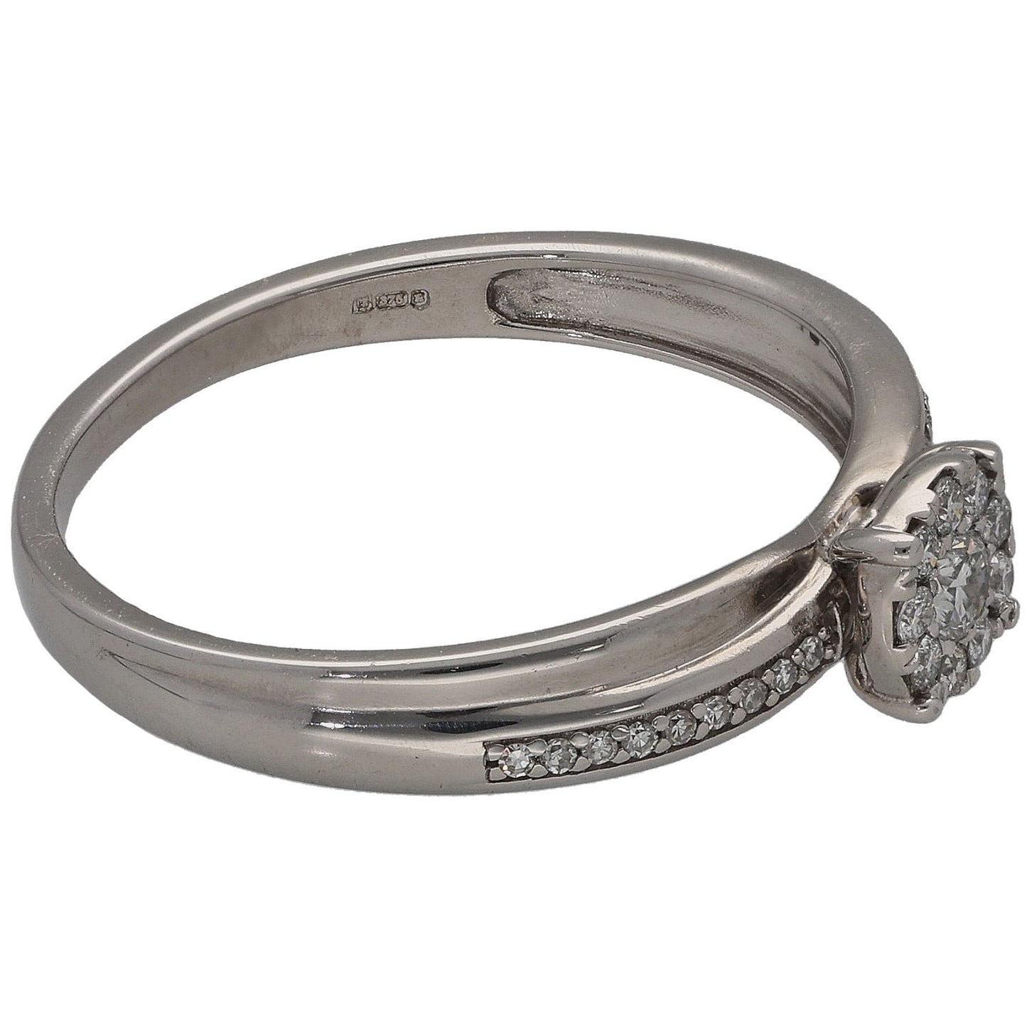 9ct White Gold 0.20ct Diamond Cluster Ring Size O