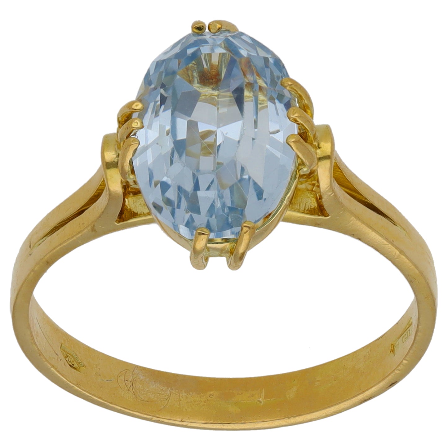 18ct Gold Imitation Gem Single Stone Ring Size S