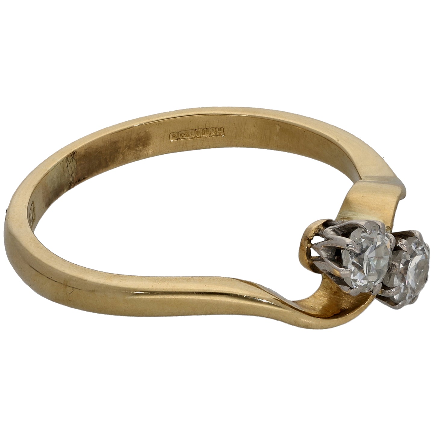 18ct Gold 0.40ct Diamond Two Stone Ring Size M
