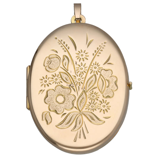 9ct Gold Patterned Locket Pendant