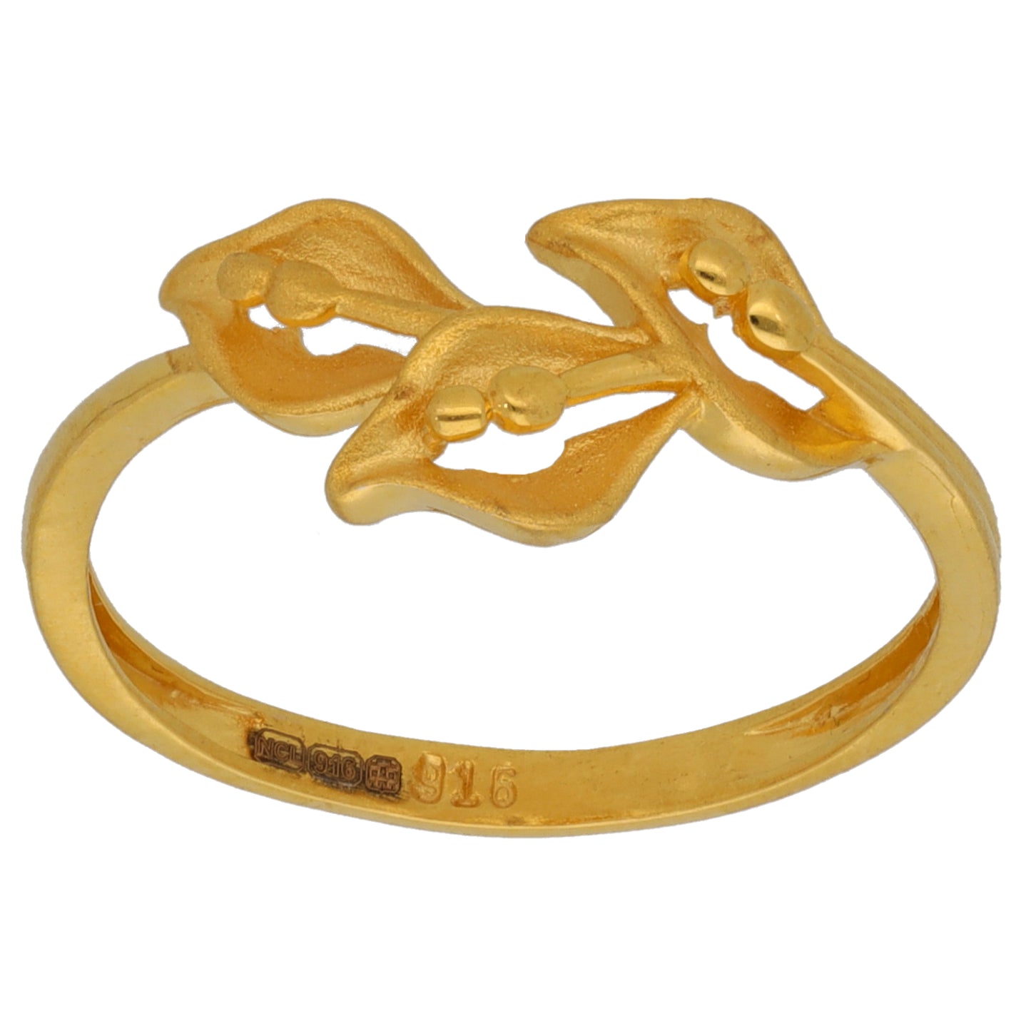 New 22ct Gold 3 Leaf Ring Size P