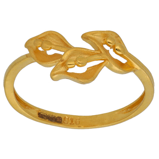 New 22ct Gold 3 Leaf Ring Size P