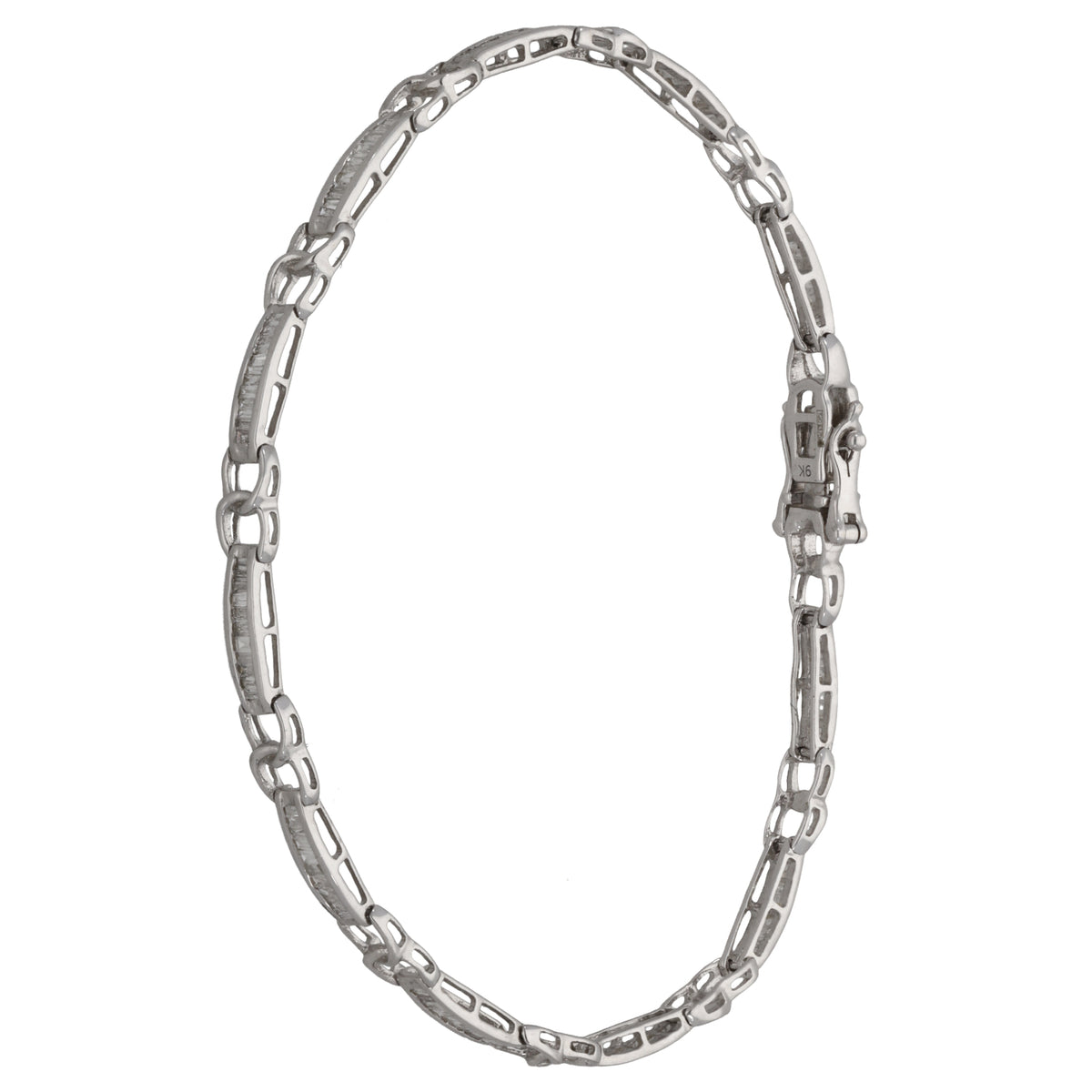 9ct White Gold 1.21ct Diamond Fancy Stone Set Bracelet