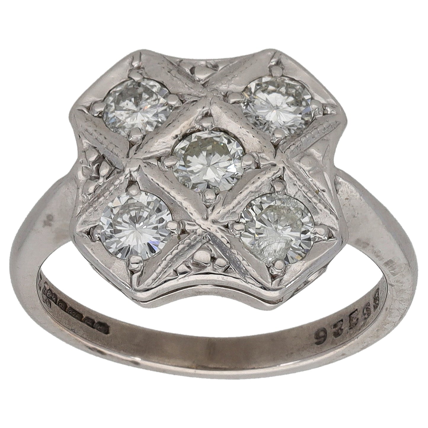 9ct White Gold 0.75ct Diamond Cluster Ring Size K