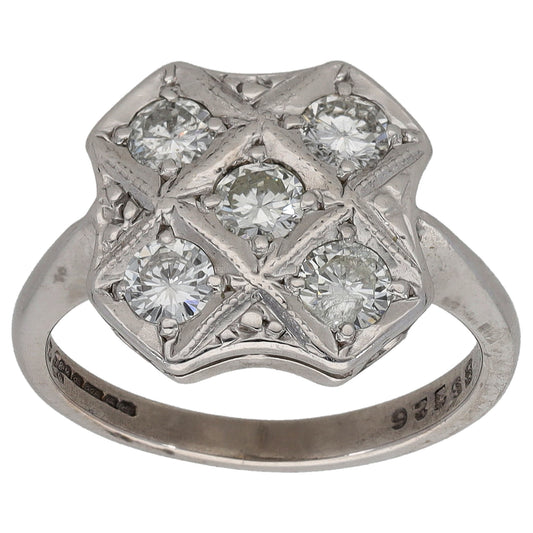 9ct White Gold 0.75ct Diamond Cluster Ring Size K