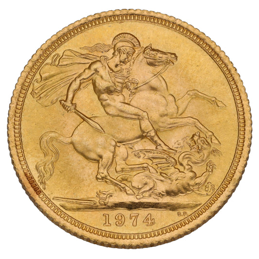 22ct Gold Queen Elizabeth II Full Sovereign Coin 1974