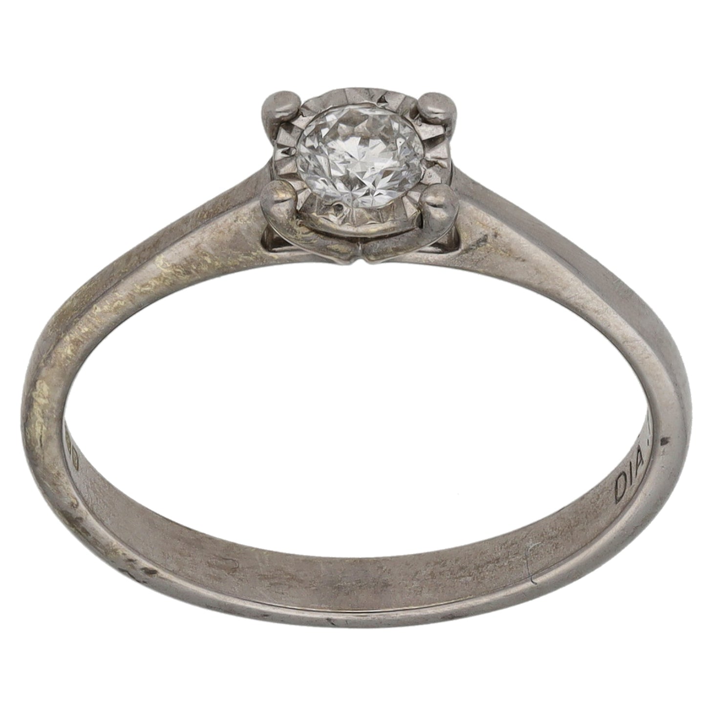 9ct White Gold 0.17ct Diamond Solitaire Ring Size L