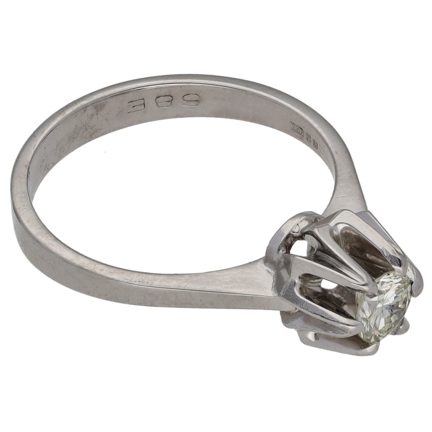 18ct White Gold 0.31ct Diamond Solitaire Ring Size O
