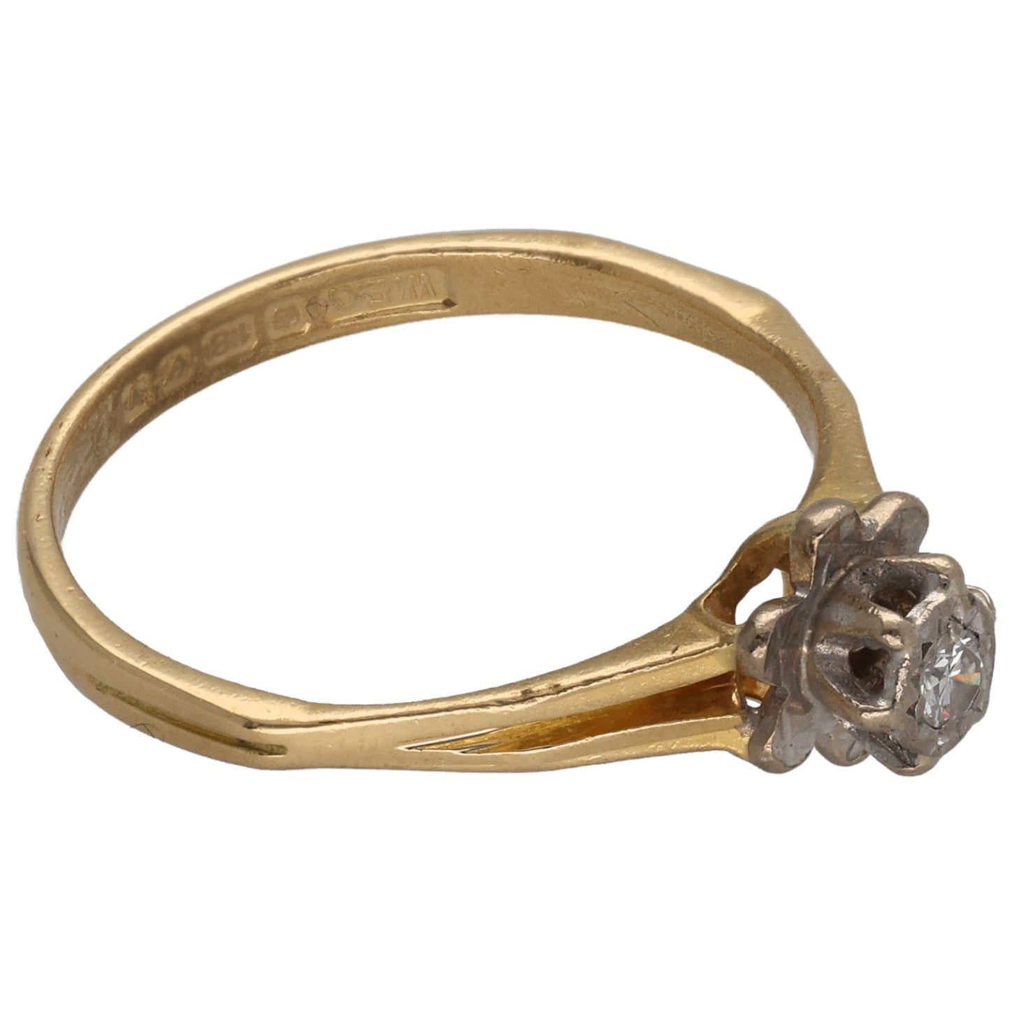 18ct Gold 0.04ct Diamond Solitaire Ring Size N