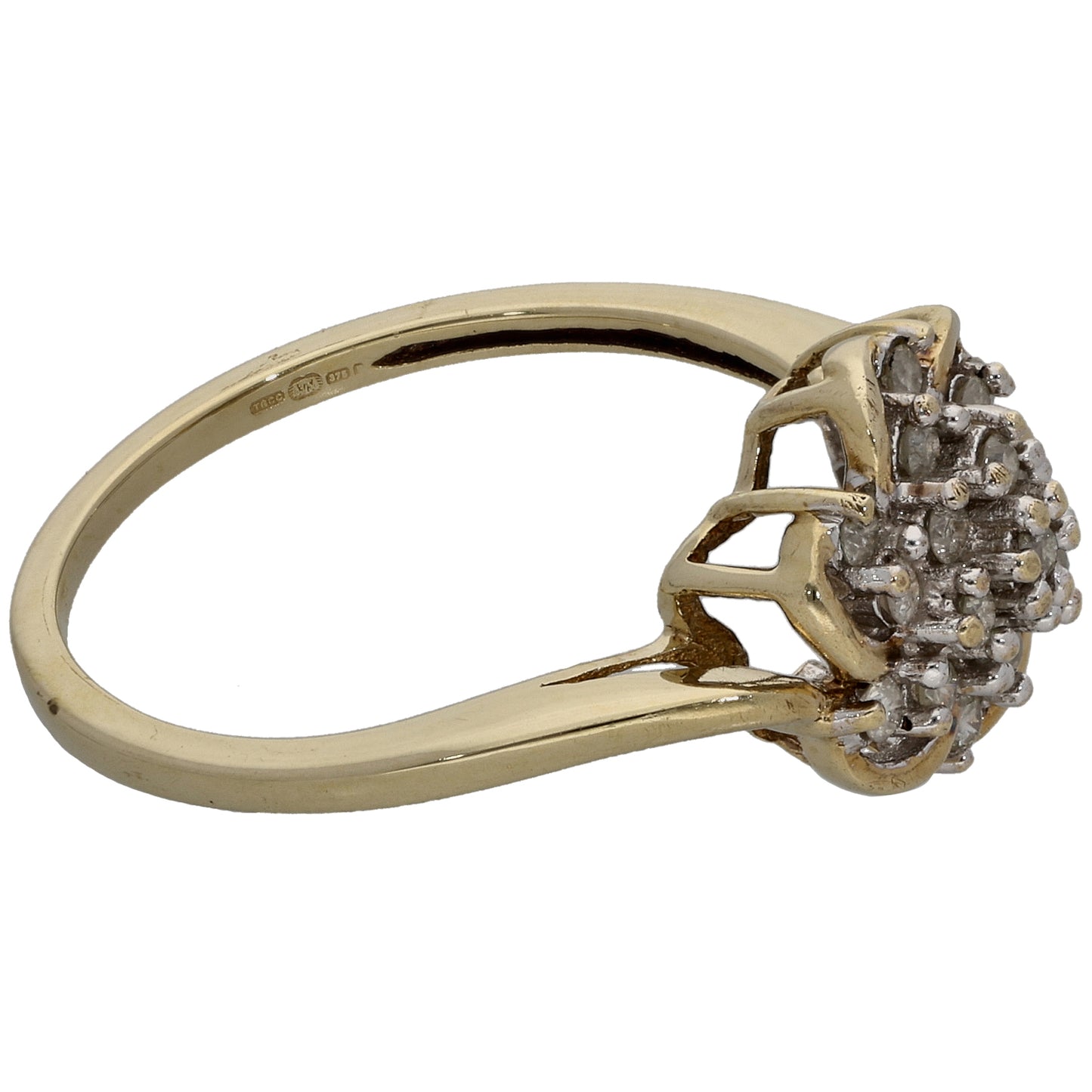 9ct Gold 0.19ct Diamond Cluster Ring Size P