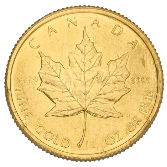 24ct Gold Canada Maple 1/4 OZ Coin 1986