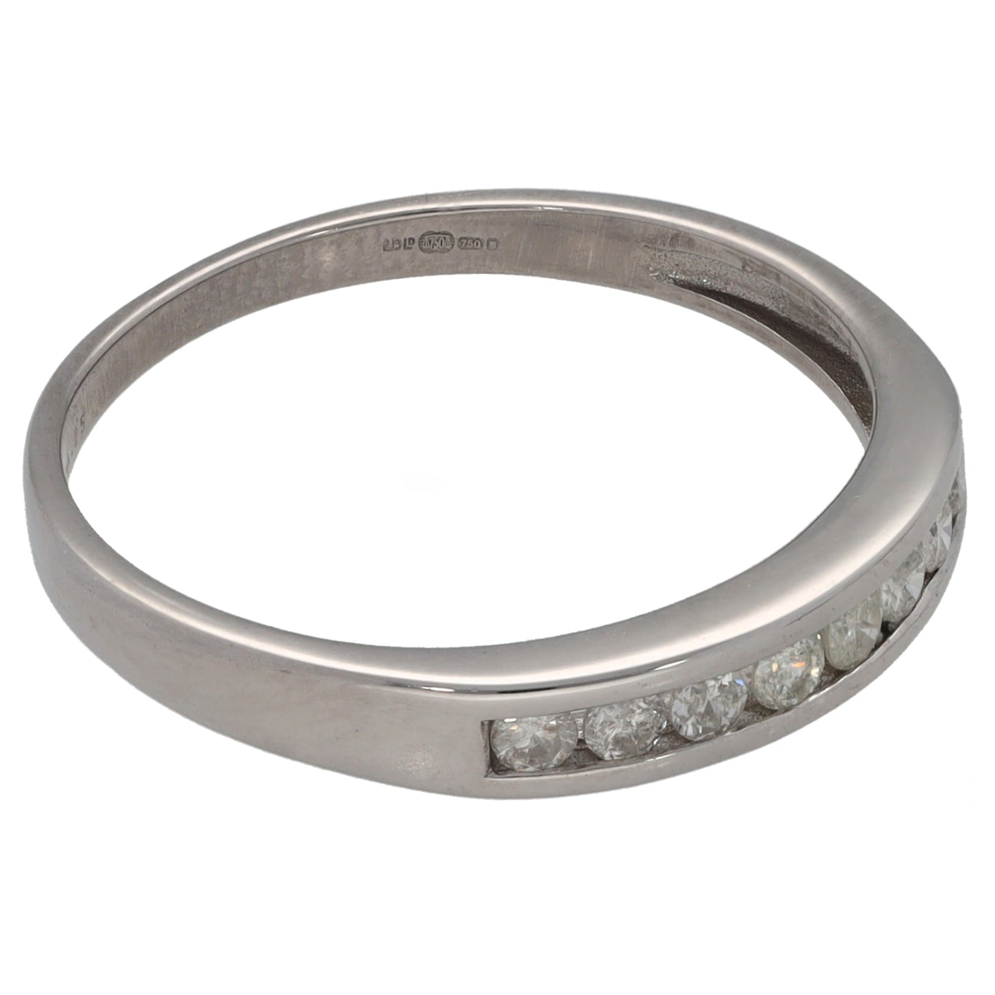 18ct White Gold 0.25ct Diamond Half Eternity Ring Size P