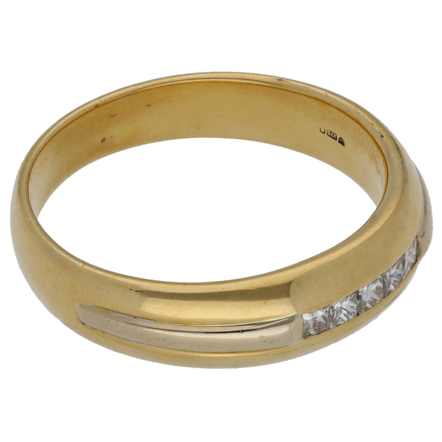 9ct Gold 0.025ct Diamond Patterned Wedding Ring Size T