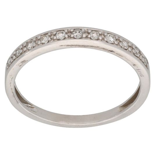 18ct White Gold 0.13ct Diamond Half Eternity Ring Size M