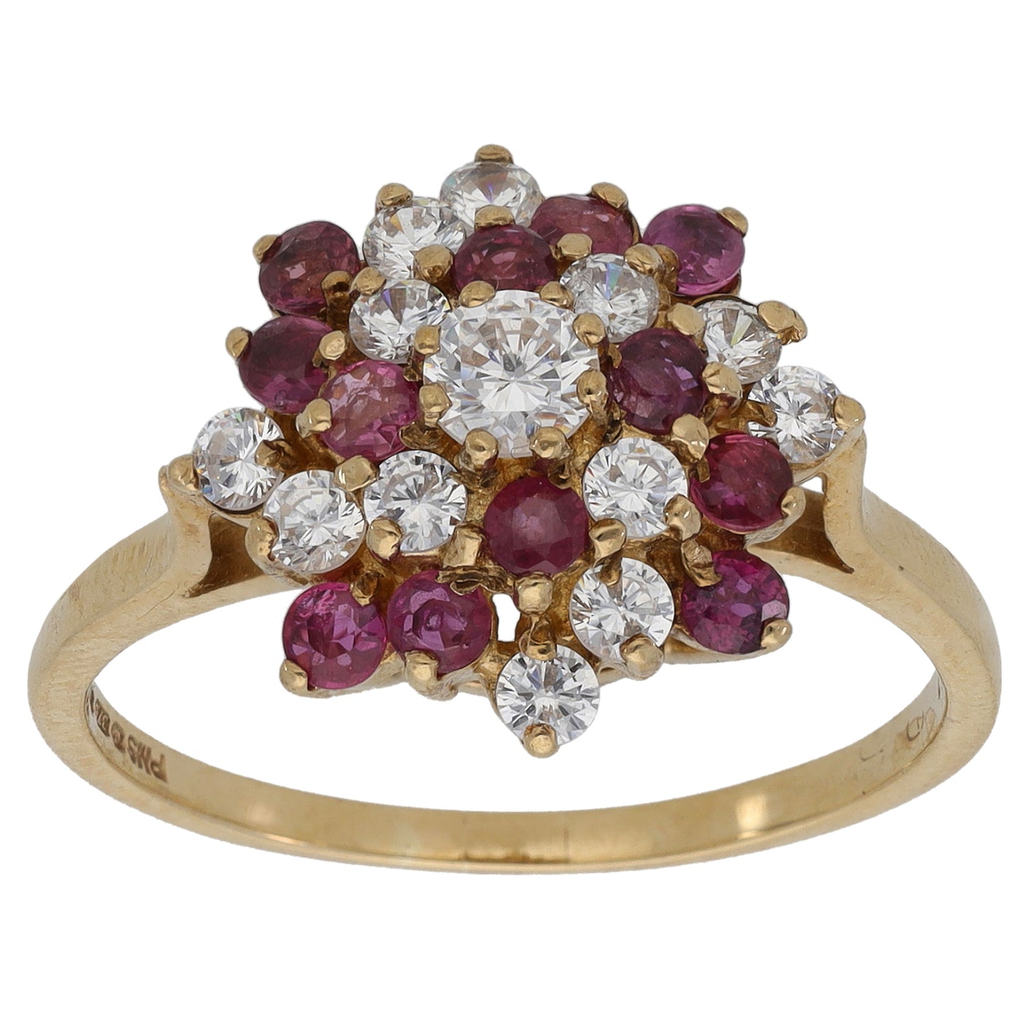 9ct Gold Ruby & Cubic Zirconia Dress/Cocktail Ring Size R