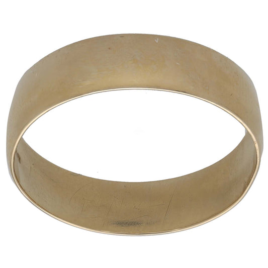 9ct gold plain wedding ring, smooth polished flat band