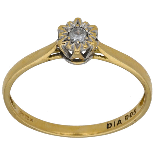 18ct Gold 0.05ct Diamond Solitaire Ring Size N