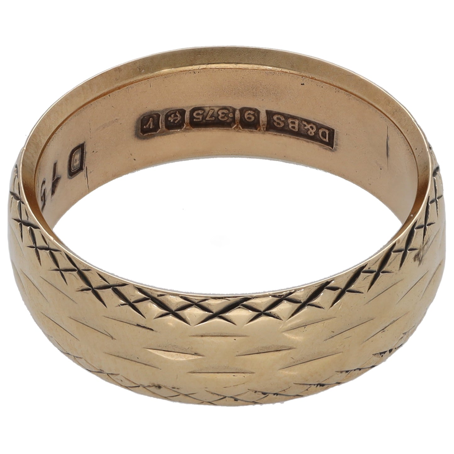 9ct Gold Patterned Wedding Ring Size O