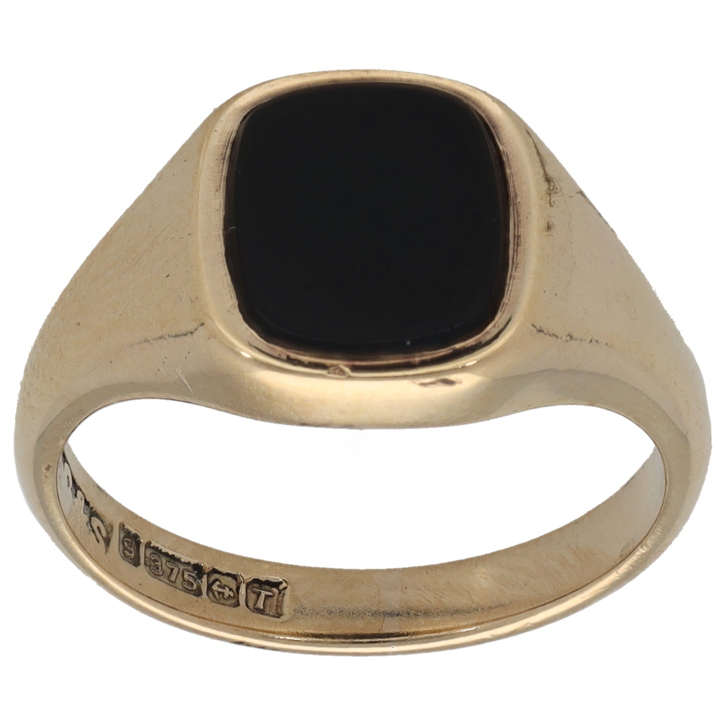 9ct Gold Onyx Single Stone Signet Ring Size M