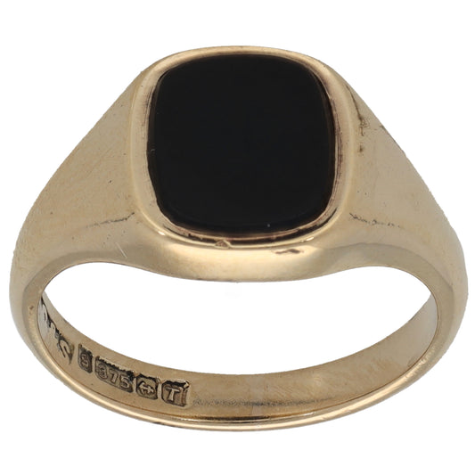 9ct Gold Onyx Single Stone Signet Ring Size M